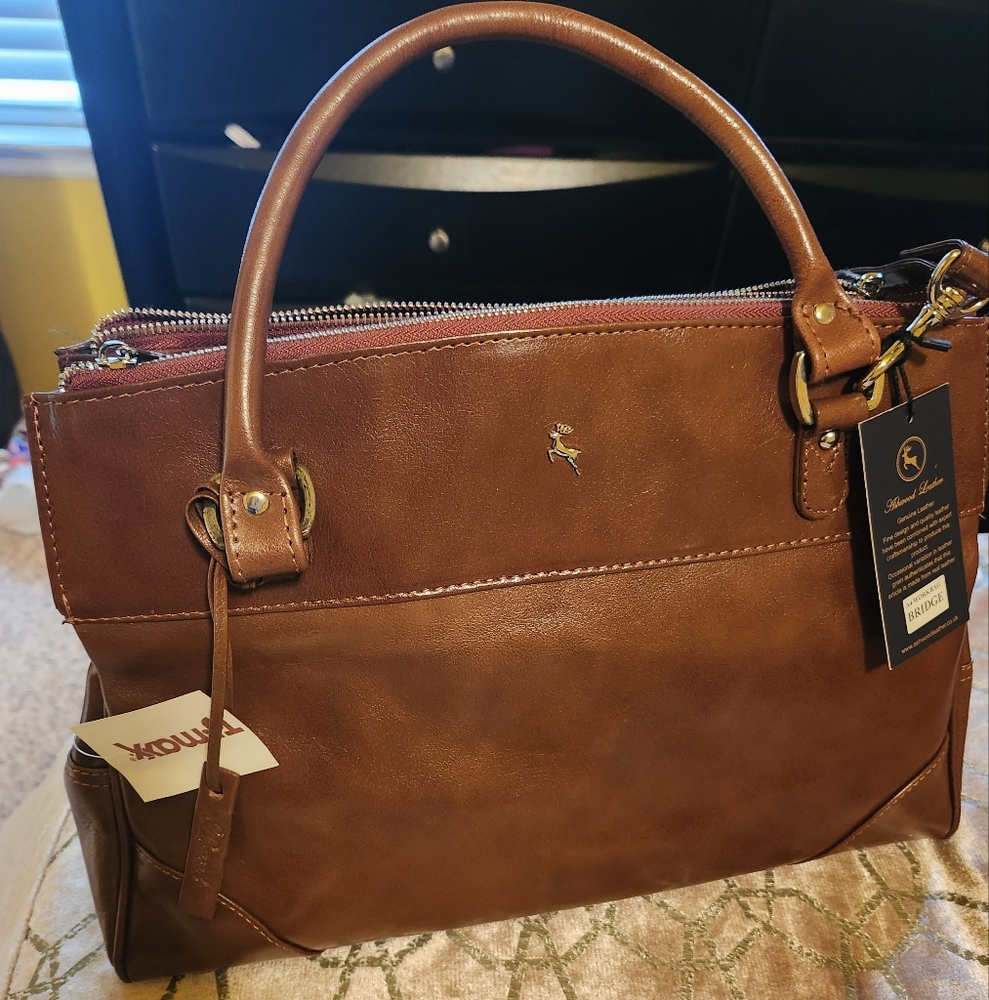 Rich Brown Leather Tote Bag